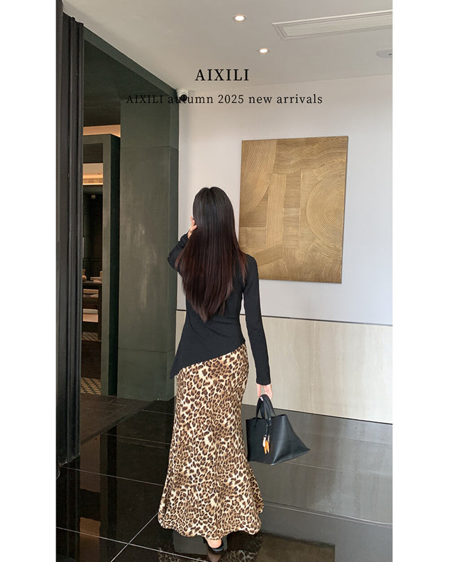 AIXILI Twist-Knot Asym Hem Slim Fit Knit Top