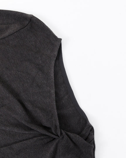 AIXILI Twist-Knot Asym Hem Slim Fit Knit Top