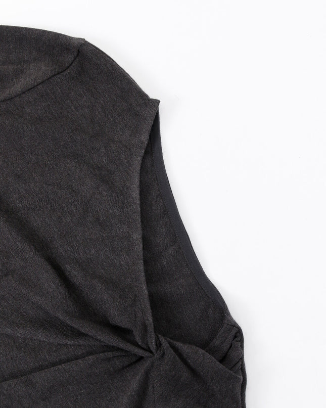 AIXILI Twist-Knot Asym Hem Slim Fit Knit Top