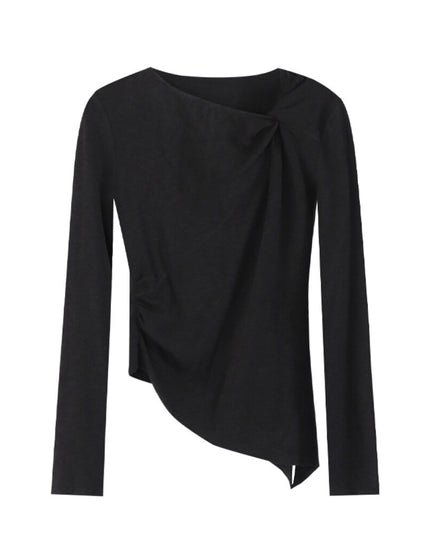 AIXILI Twist-Knot Asym Hem Slim Fit Knit Top