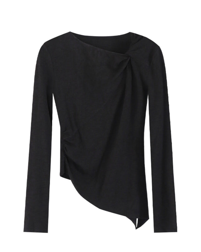 AIXILI Twist-Knot Asym Hem Slim Fit Knit Top