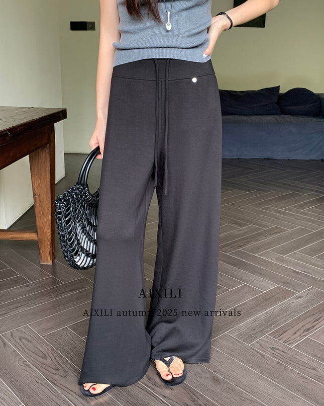 AIXILI Relaxed Drape Wide-Leg Drawstring Pants