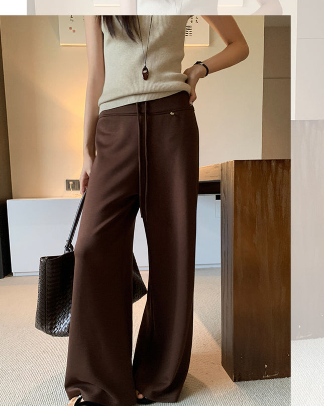 AIXILI Relaxed Drape Wide-Leg Drawstring Pants