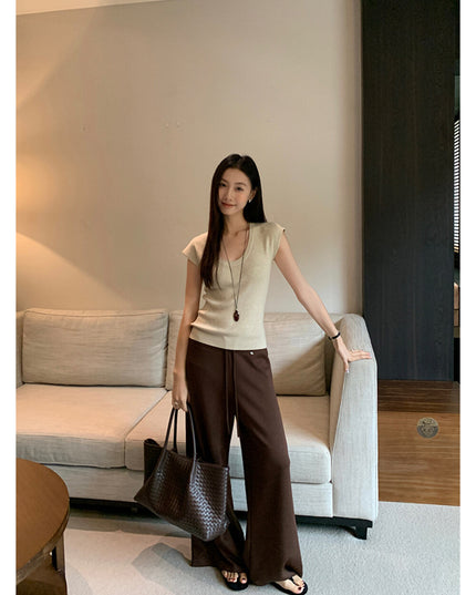 AIXILI Relaxed Drape Wide-Leg Drawstring Pants