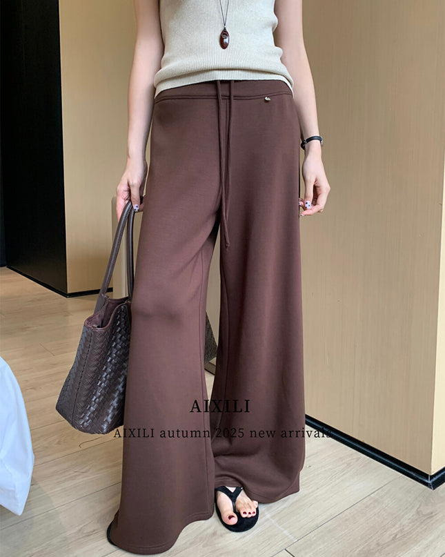 AIXILI Relaxed Drape Wide-Leg Drawstring Pants