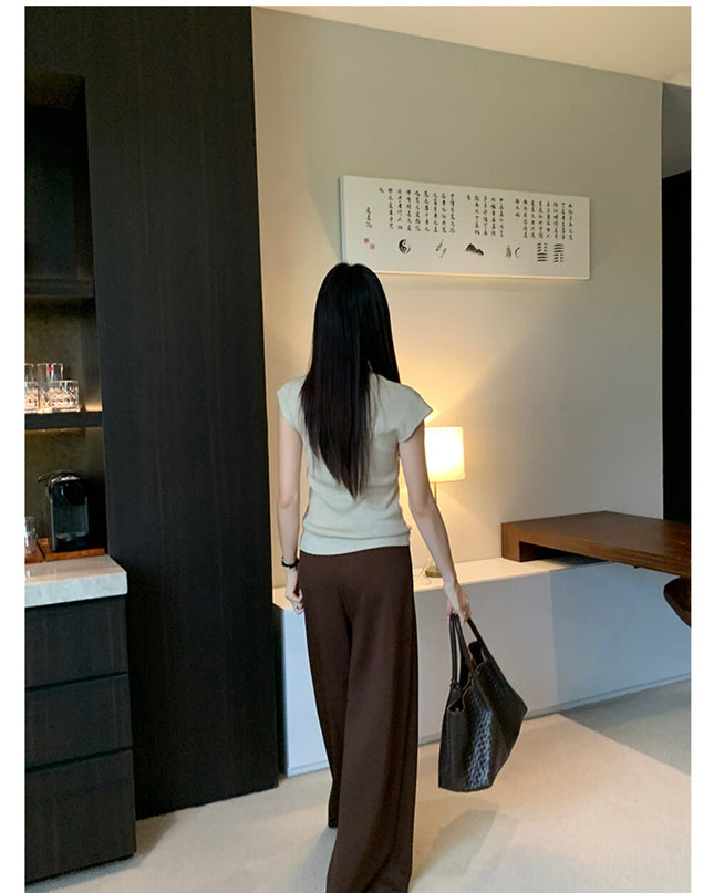 AIXILI Relaxed Drape Wide-Leg Drawstring Pants