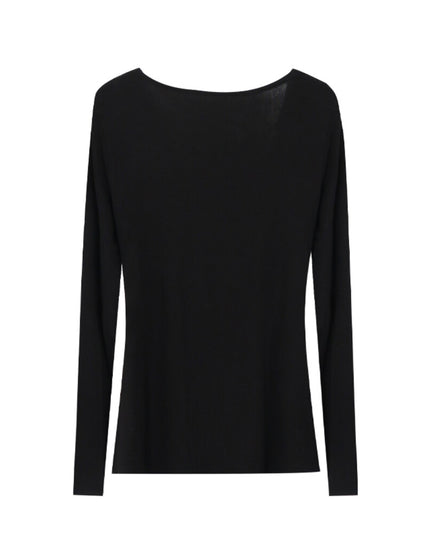 AIXILI Beaded Drape-Neck Illusion Two-Piece Fitted Knit Top