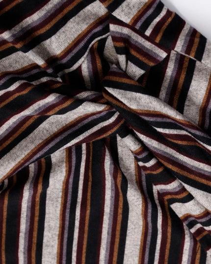 AIXILI Retro Stripe Drape-Hem Tie-Waist Knit Top