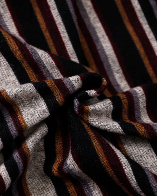 AIXILI Retro Stripe Drape-Hem Tie-Waist Knit Top