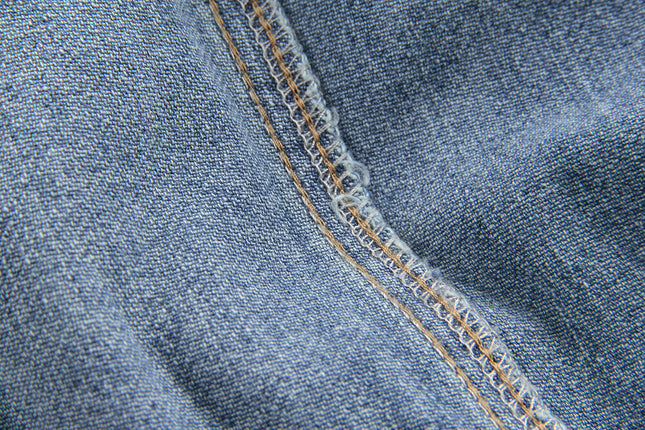 APXIVI Retro Polo-Collar Cropped Denim Jacket