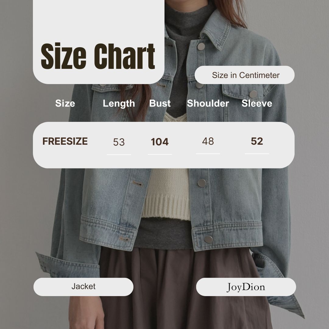 APXIVI Retro Polo-Collar Cropped Denim Jacket