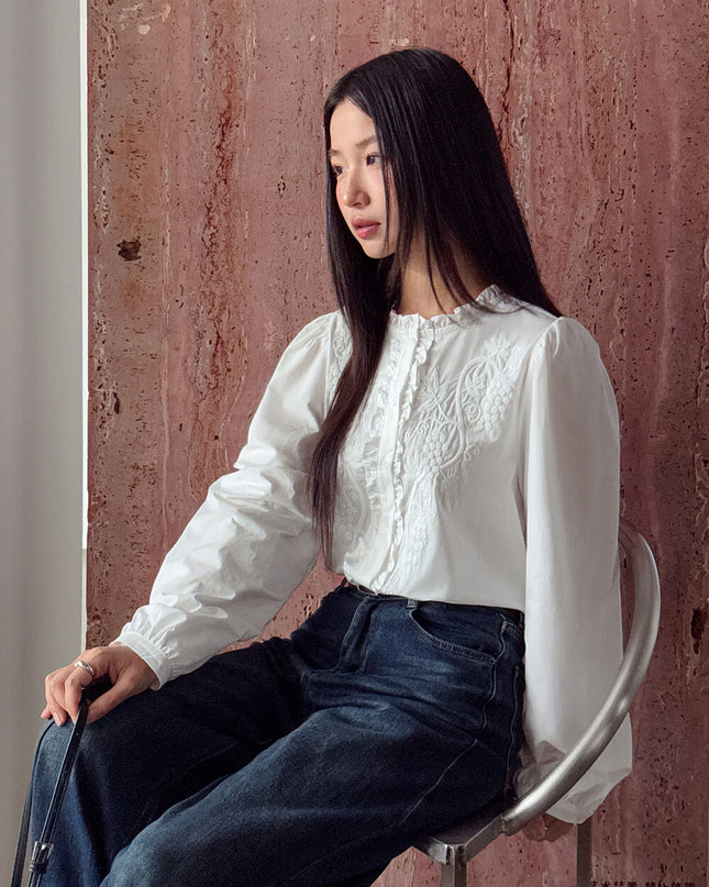 APXIVI Retro High-Waist Flared Hem Denim Pants
