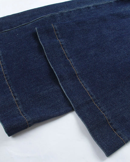 APXIVI Retro High-Waist Flared Hem Denim Pants