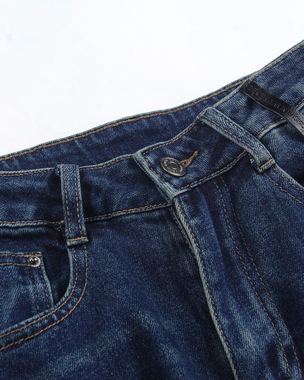APXIVI Retro High-Waist Flared Hem Denim Pants