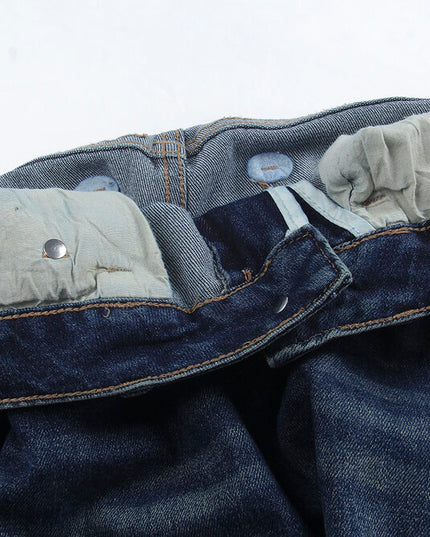 APXIVI Retro High-Waist Flared Hem Denim Pants