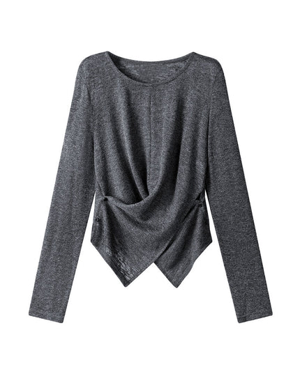 APXIVI Cross-Waist Round Neck Long-Sleeve Tee
