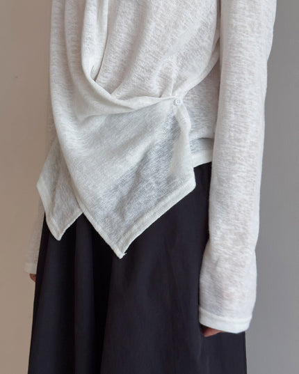 APXIVI Cross-Waist Round Neck Long-Sleeve Tee