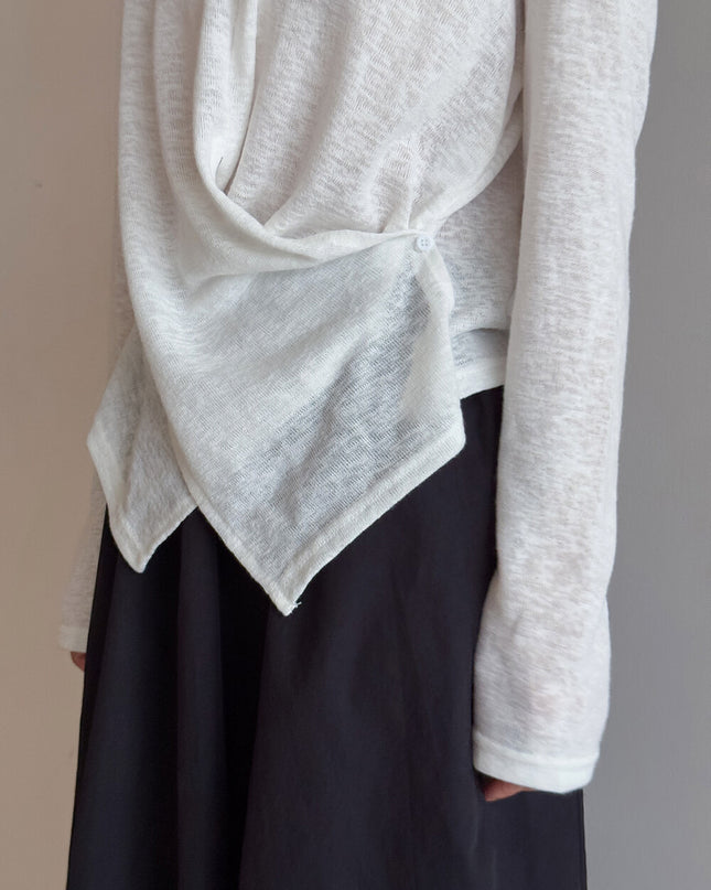 APXIVI Cross-Waist Round Neck Long-Sleeve Tee