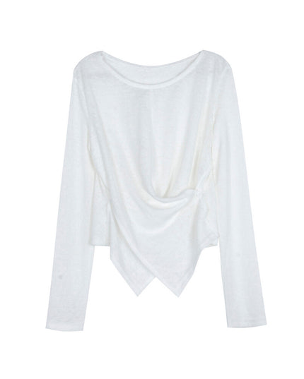 APXIVI Cross-Waist Round Neck Long-Sleeve Tee