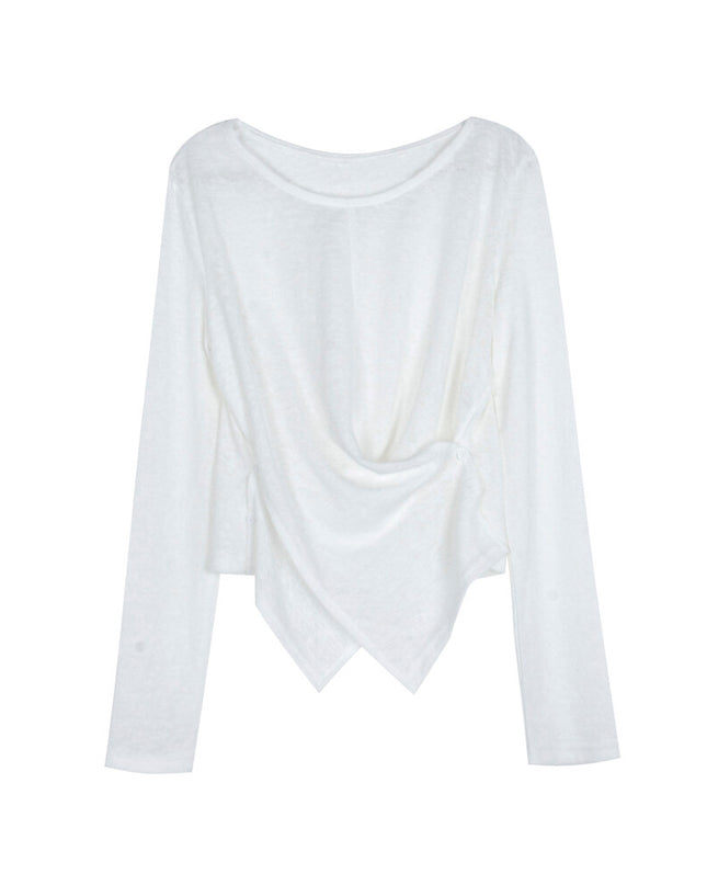 APXIVI Cross-Waist Round Neck Long-Sleeve Tee