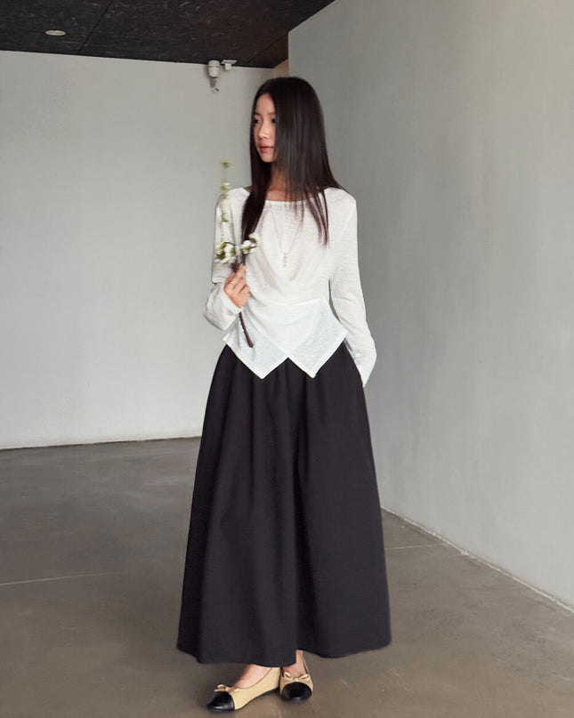 APXIVI Cross-Waist Round Neck Long-Sleeve Tee