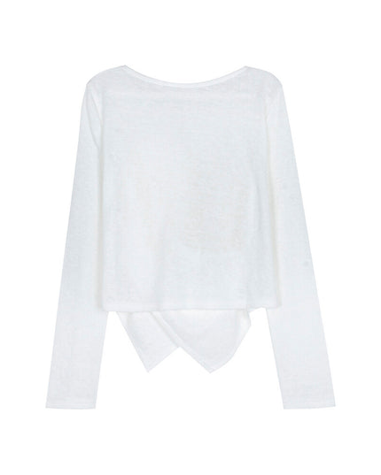 APXIVI Cross-Waist Round Neck Long-Sleeve Tee