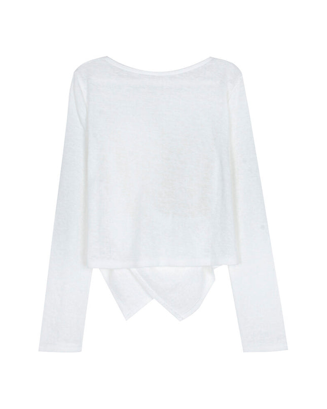 APXIVI Cross-Waist Round Neck Long-Sleeve Tee