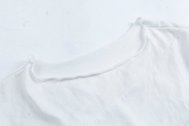 APXIVI Asymmetrical Embroidered Patchwork Round Neck Long-Sleeve Tee