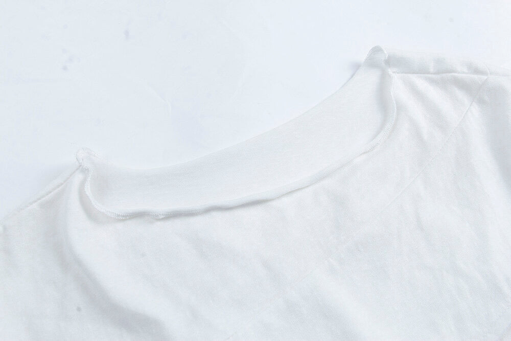 APXIVI Asymmetrical Embroidered Patchwork Round Neck Long-Sleeve Tee