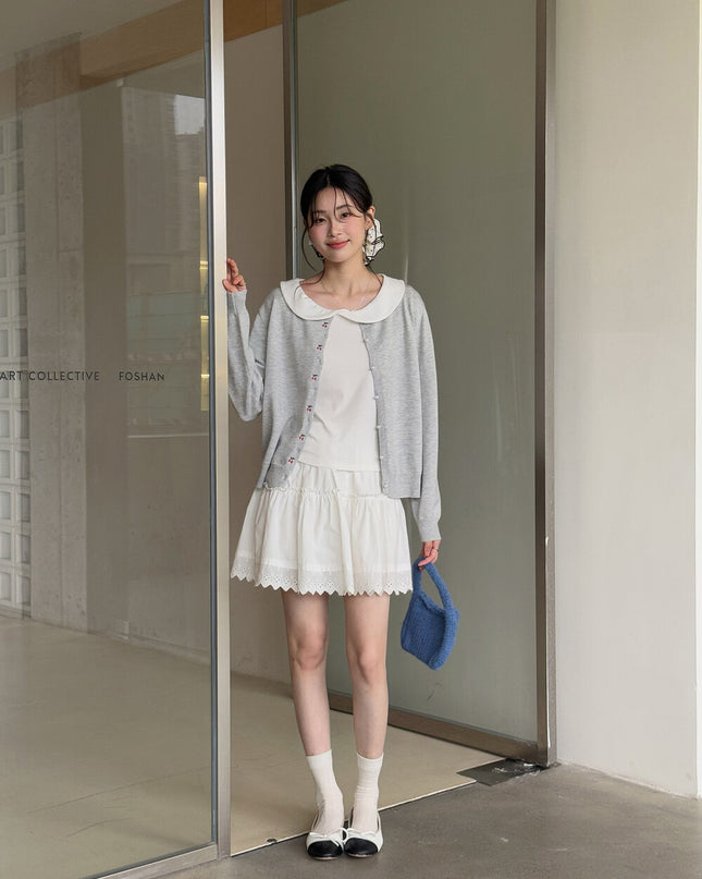 APXIVI Korean-Inspired Commuter Doll Collar Shoulder-Fit Long-Sleeve Tee
