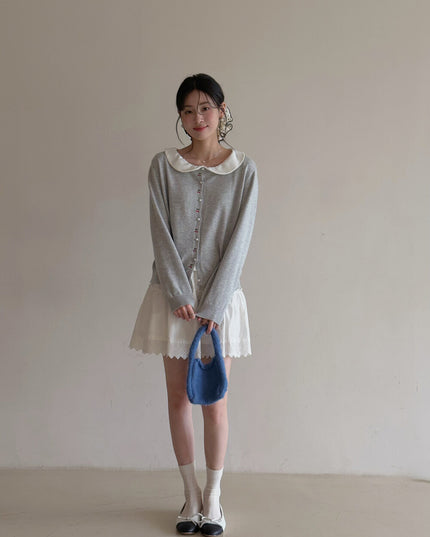 APXIVI Korean-Inspired Commuter Doll Collar Shoulder-Fit Long-Sleeve Tee