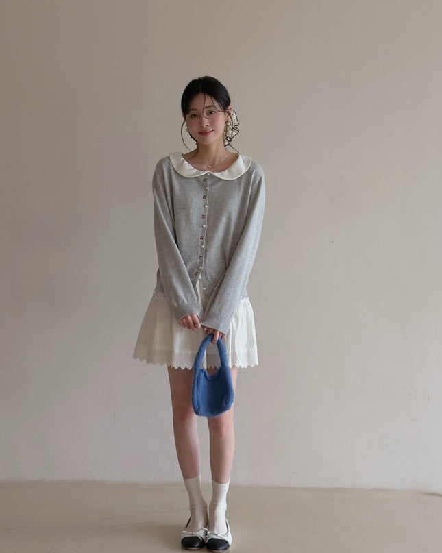 APXIVI Korean-Inspired Commuter Doll Collar Shoulder-Fit Long-Sleeve Tee