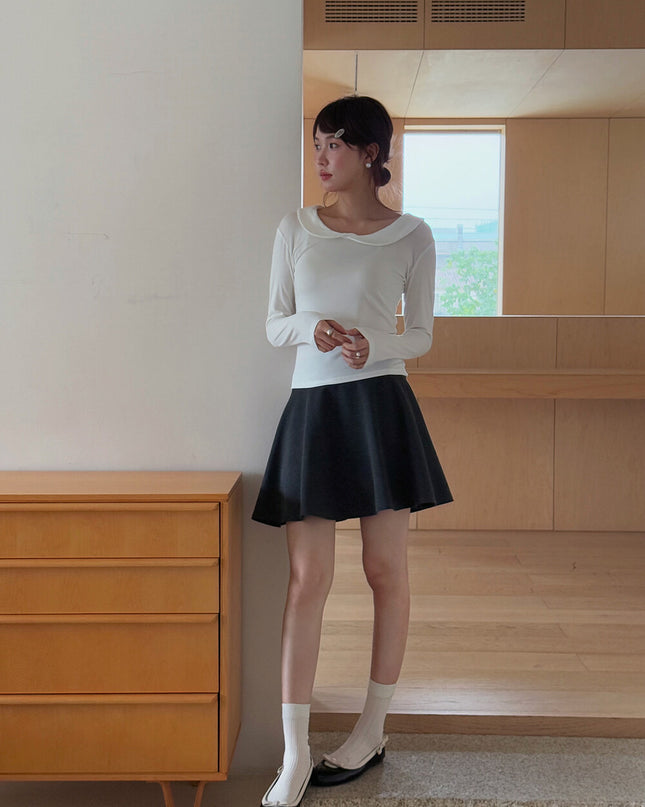 APXIVI High-Waist Slimming A-Line Knit Mini Skirt