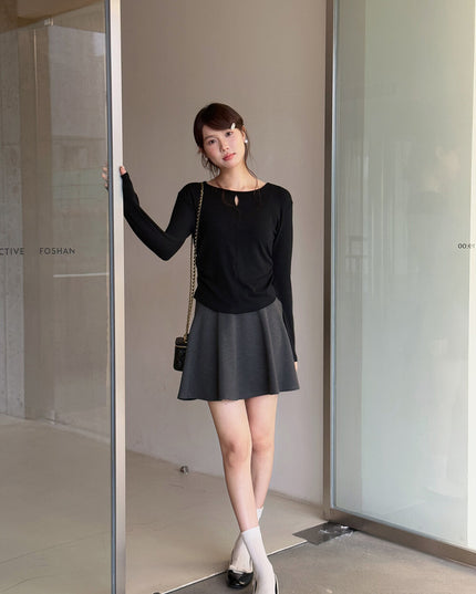 APXIVI High-Waist Slimming A-Line Knit Mini Skirt