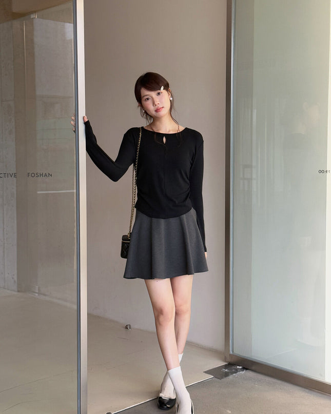 APXIVI High-Waist Slimming A-Line Knit Mini Skirt