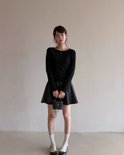APXIVI High-Waist Slimming A-Line Knit Mini Skirt