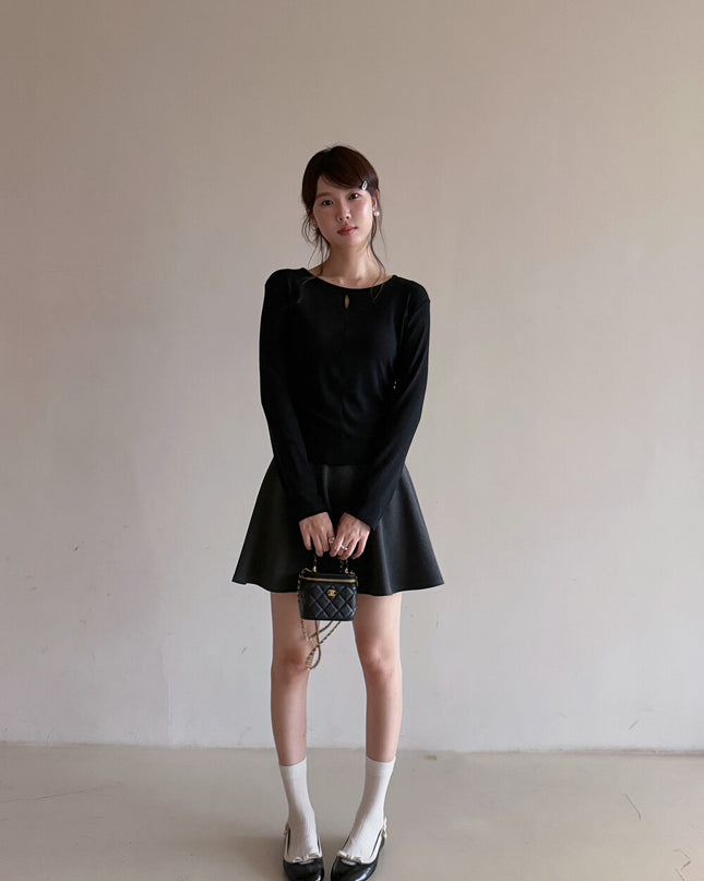APXIVI High-Waist Slimming A-Line Knit Mini Skirt