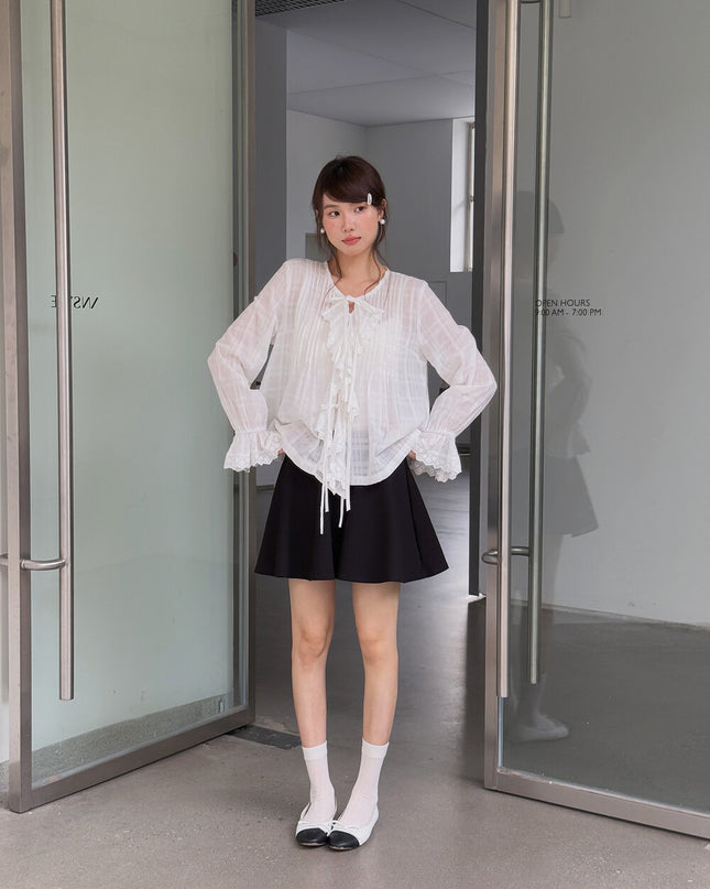 APXIVI High-Waist Slimming A-Line Knit Mini Skirt