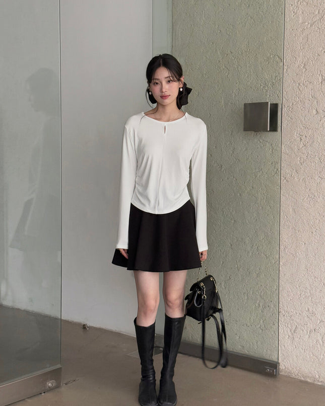 APXIVI High-Waist Slimming A-Line Knit Mini Skirt