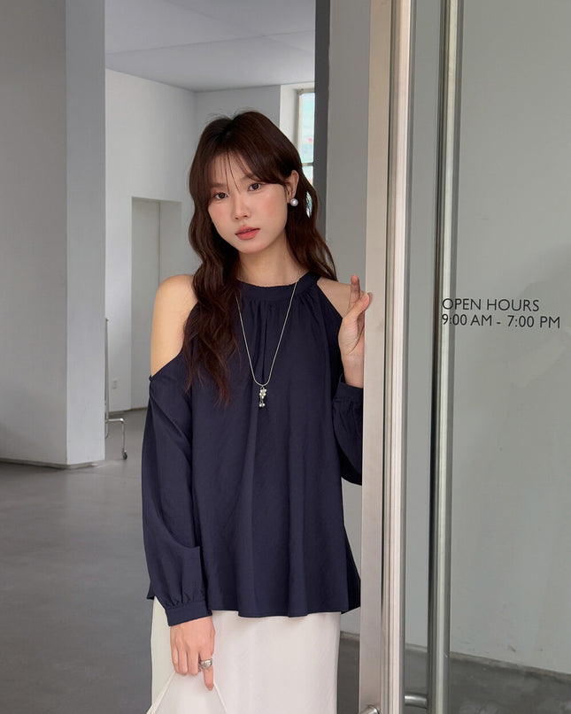 APXIVI Halter Off-Shoulder Design Shirt