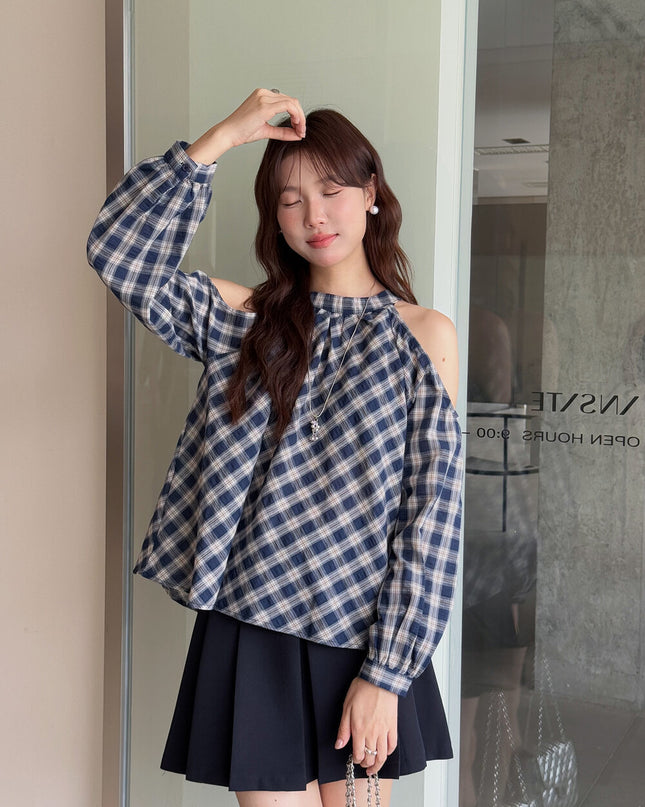 APXIVI Halter Off-Shoulder Design Shirt