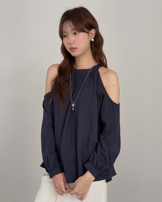 APXIVI Halter Off-Shoulder Design Shirt