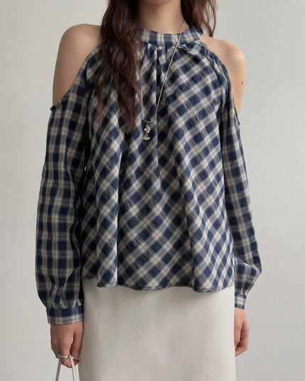 APXIVI Halter Off-Shoulder Design Shirt