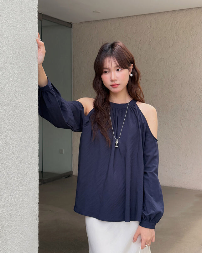 APXIVI Halter Off-Shoulder Design Shirt