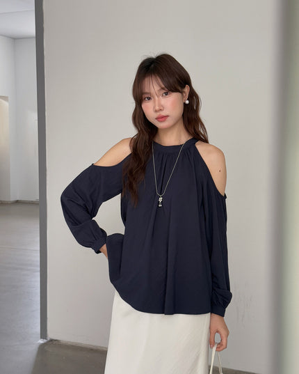 APXIVI Halter Off-Shoulder Design Shirt