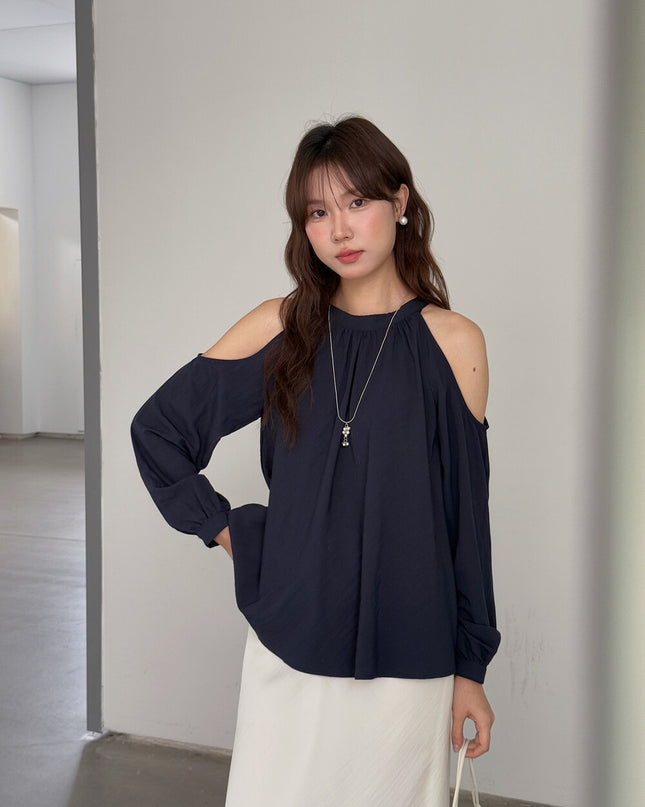 APXIVI Halter Off-Shoulder Design Shirt