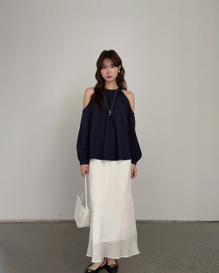 APXIVI Halter Off-Shoulder Design Shirt