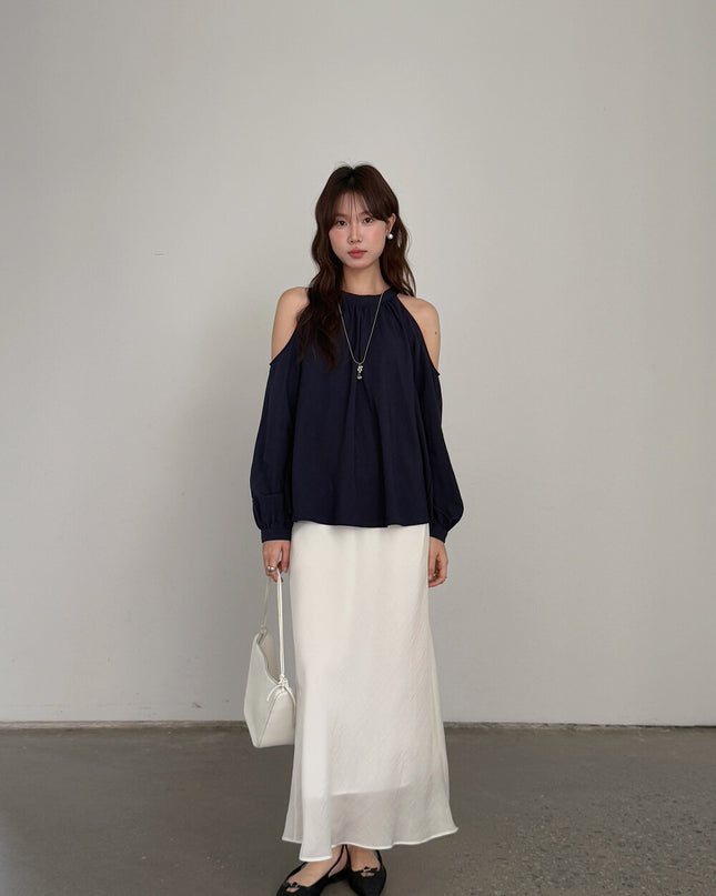 APXIVI Halter Off-Shoulder Design Shirt