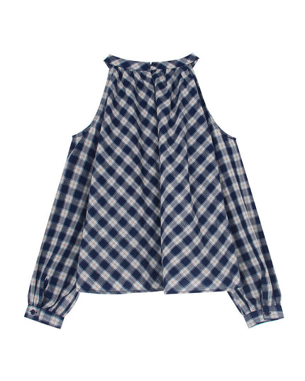APXIVI Halter Off-Shoulder Design Shirt