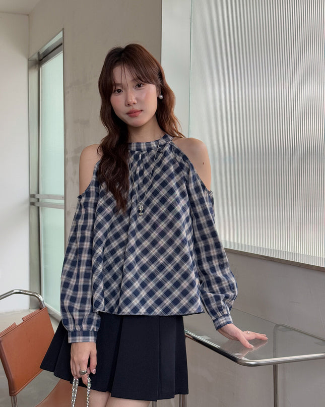 APXIVI Halter Off-Shoulder Design Shirt